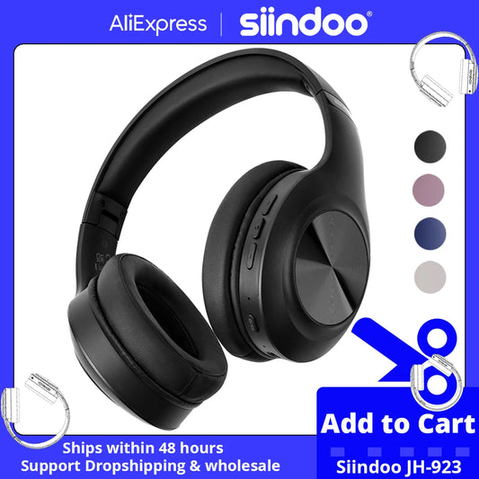 Siindoo JH-923 Wireless Headphones Over Ear/Foldable Bluetooth Headsets,3EQ Sound Modes, Hi-Res Audio