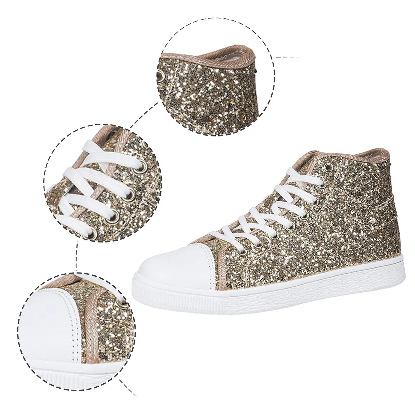 Classic Canvas Shoes For Woman Rubber Sole/Korean Style Shiny Fine Glitter Flat Shoes