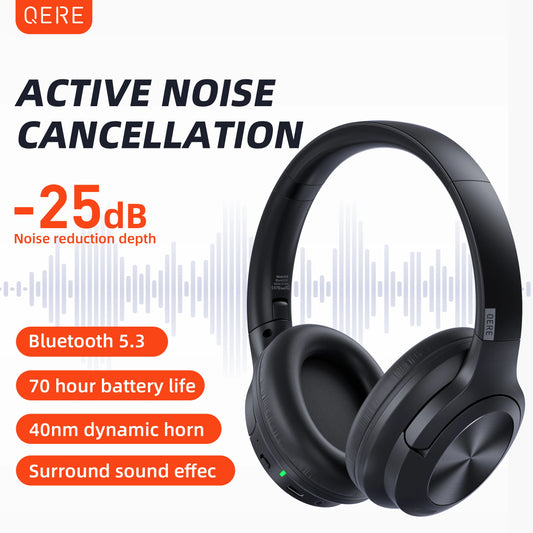 Wireless headphones QERE E80 Earphone Bluetooth/5.3 ANC Noise Cancellation Hi-Res Audio Over the Ear Headphones