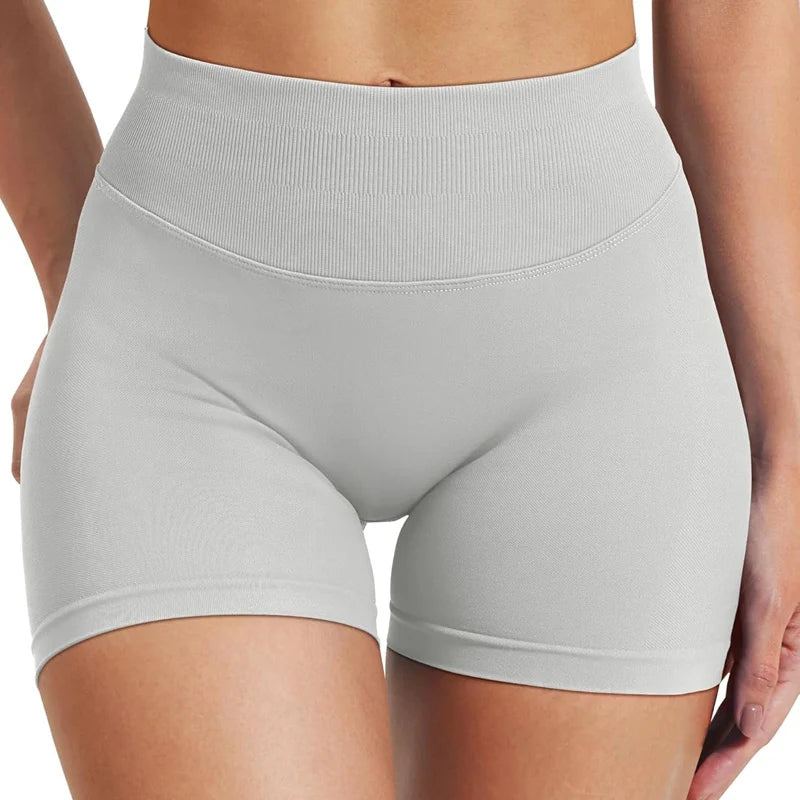 Seamless Shorts 4.5" Ribbed Yoga Shorts Women Flex Gym Shorts/Booty Running Short Butt Lifting Workout Pants