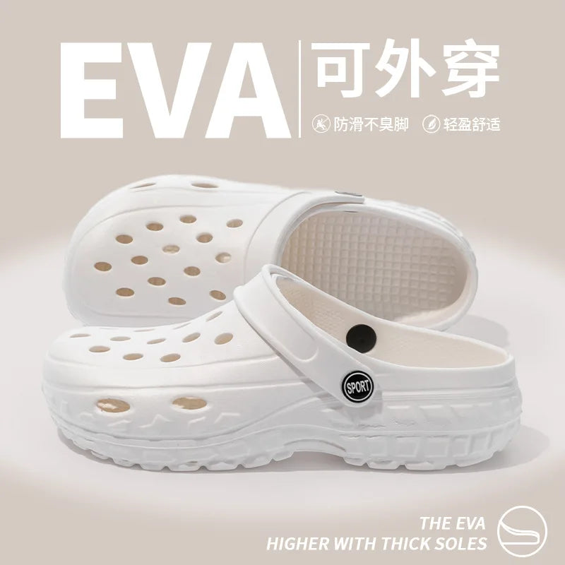 Summer Women Clogs Female Sandals Thick Bottom Home Slides/Soft EVA Dry Wedges Platform Garden Shoes Beach Sandals Home Slippers