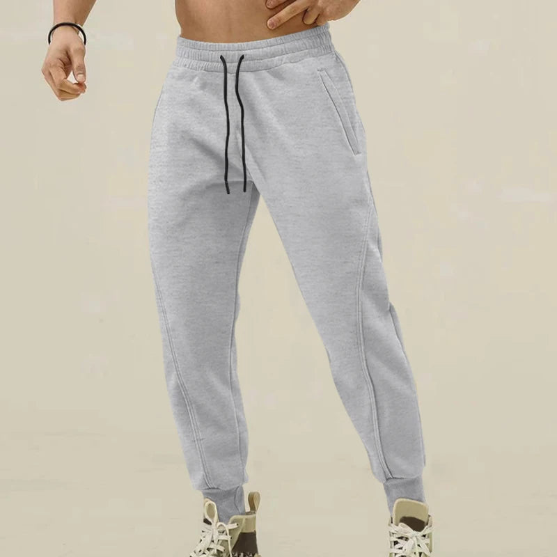 Loose Fit Mens Solid Joggers - Soft Slight Stretch Drawstring/Polyester Pants for Outdoor Sports and Casual Wear