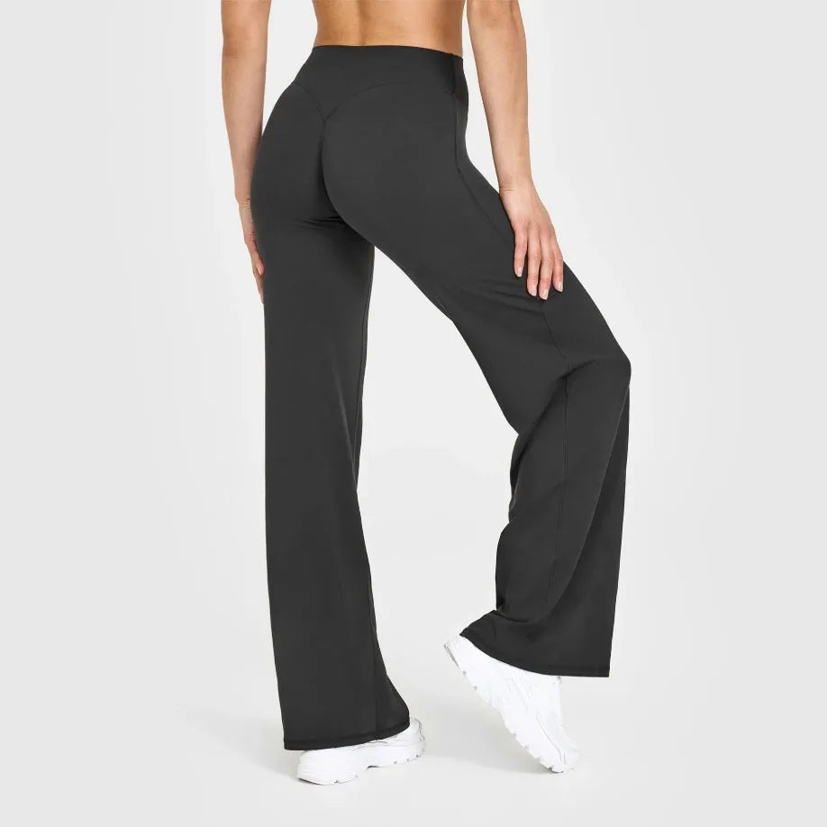 NCLAGEN Soft Motion Straight Leg Bottoms Women's Mid-Waist Yoga Pants/GYM Leggings Naked Feel Pilates Running Sports Trousers