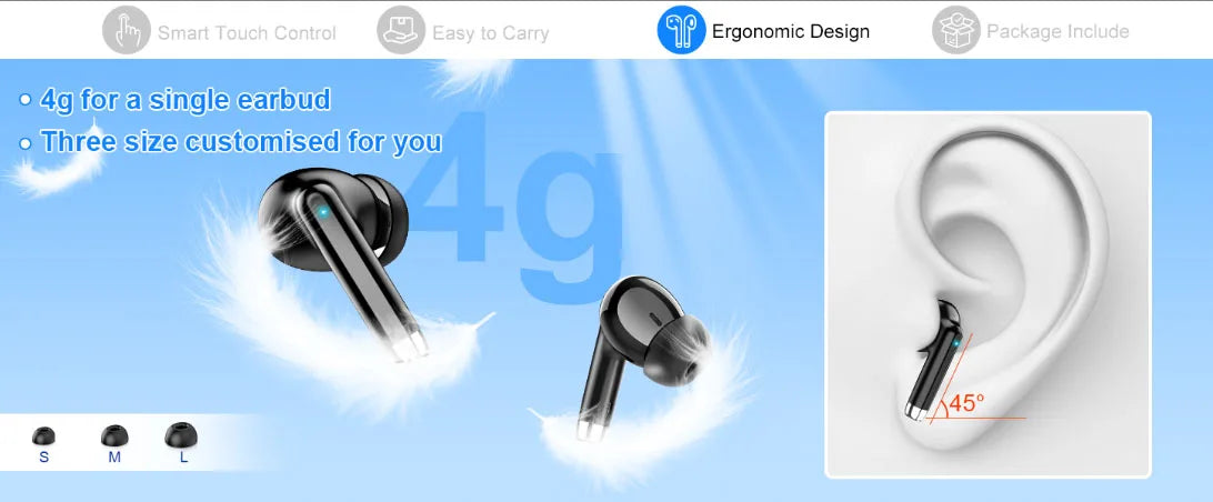 K66 Noise Cancelling Earbuds 90% ANC Reduction 14.2mm/Hi-Res Sound, BT 5.3, IPX7 Waterproof 48H Playtime