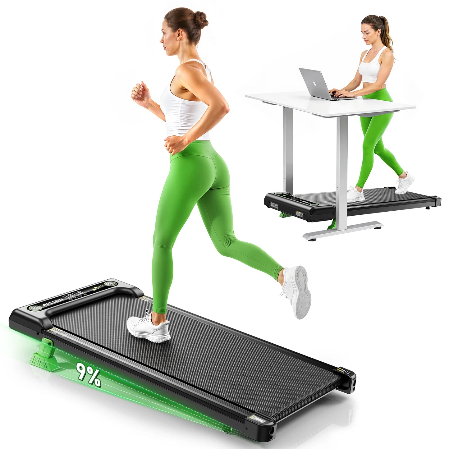 Akluer Walking Pad, Under Desk Treadmill with Incline for Home Office/2.5HP Portable Walking Treadmill with 300 Lbs Weight Capacity