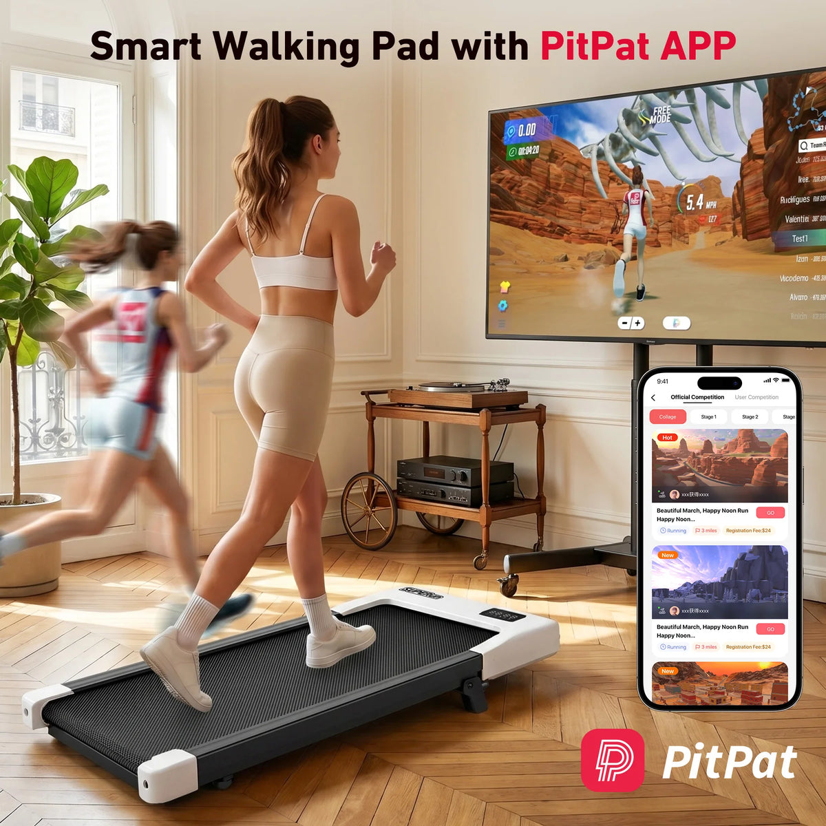 Walking Pad Under Desk Treadmill 2 in 1 Portable Treadmill/with Remote Control LED Display 2.5HP Walking pad for Home Gym