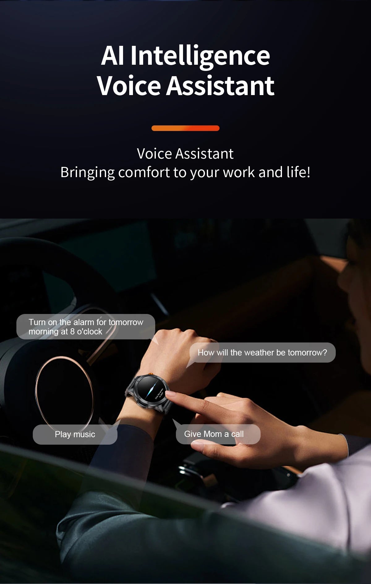 LIGE Sports Smart Watch Men LED Flashlight IP68 Waterproof/Bluetooth Call Health Watches Voice Assistant Military Smartwatch Men