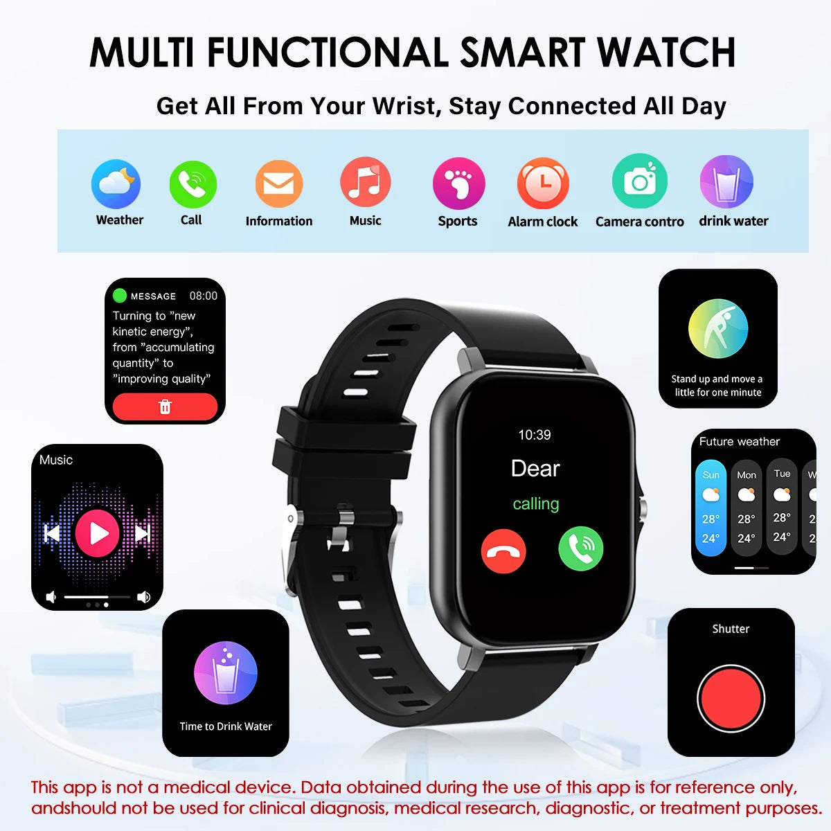 Smart Watch Bluetooth Call Smartwatch Touch Dial for Android/Music Fitness Tracker Sports Watches