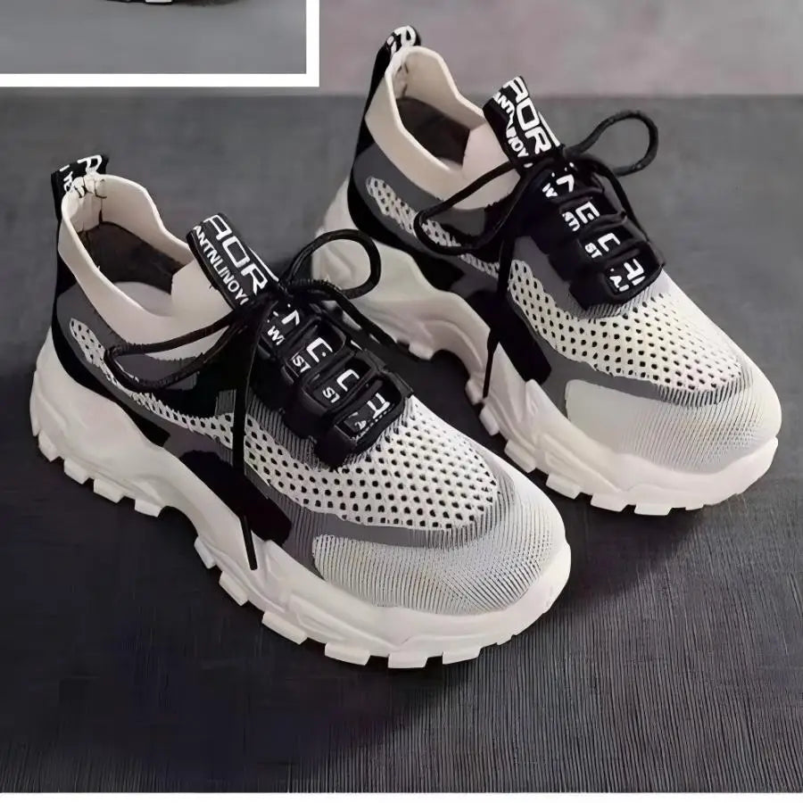 Breathable Mesh Chunky Platform Sneakers Women Lightweight/Casual Shoes Lace Up Non-slip Shoes For Streetwear