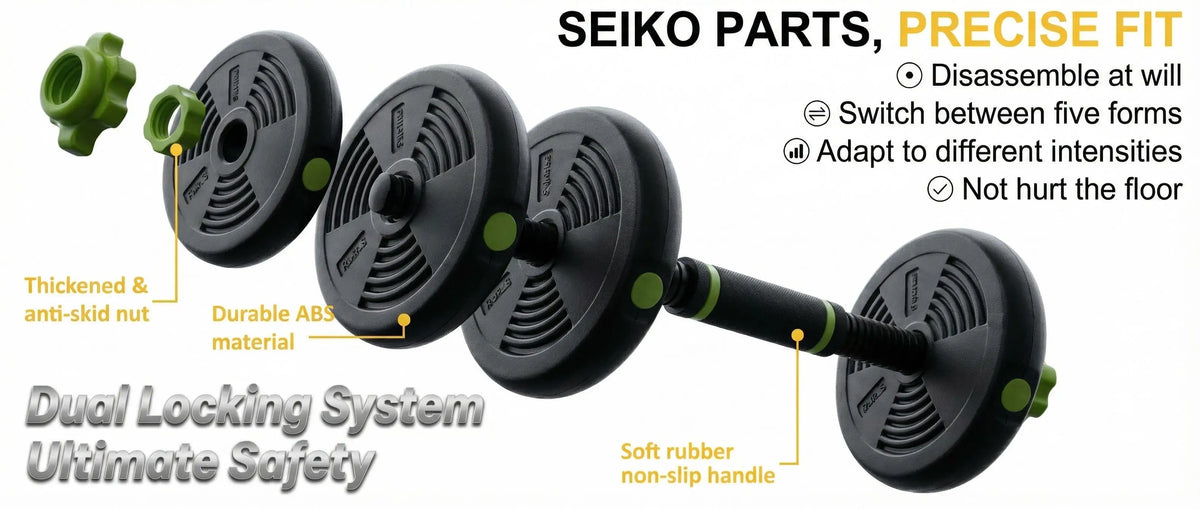 Adjustable Weight Set 44 Lbs, 4-in-1 Dumbbell Set/and Barbell Weight Set for Home Gym Converts to Kettlebell & Push-Up Stand
