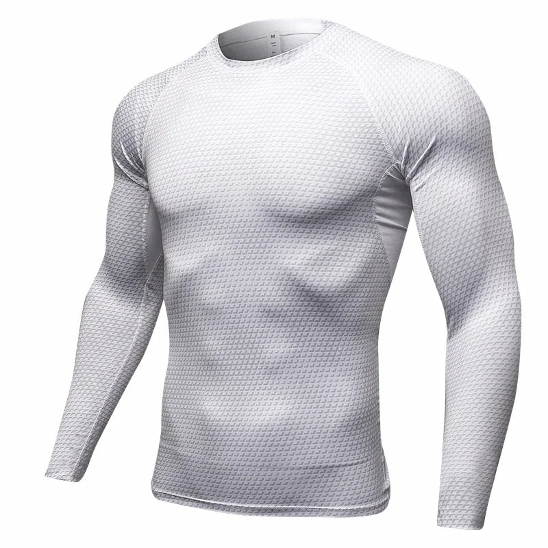 Men's Fitness Running Training Long-Sleeved Shirts Tight Elastic/Quick-Drying Clothes Gym T-Shirt Workout Athletic Undershirts