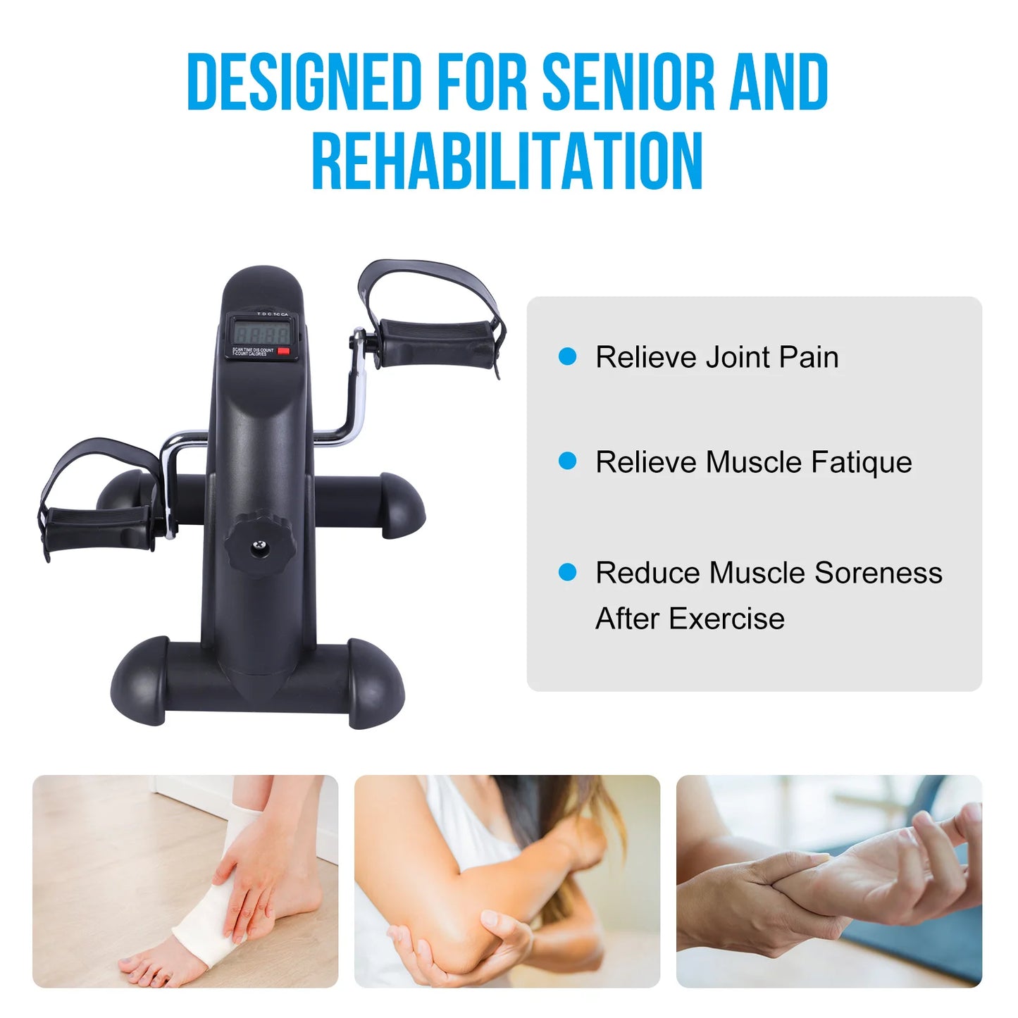 Mini Under Desk Pedal Exerciser Bike Multi-Function Motorized Digital/With LCD Screen Display for Leg Arm and Knee for Elderly