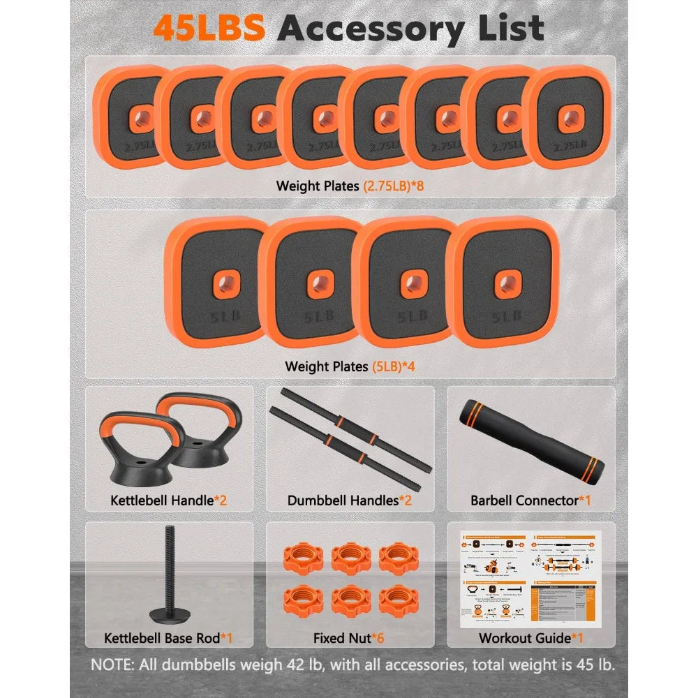 Adjustable Dumbbells Set, 45/65/85 lbs Free Weight Set with Connector/4 in1 Dumbbells Set for Home Gym Workout, Customized