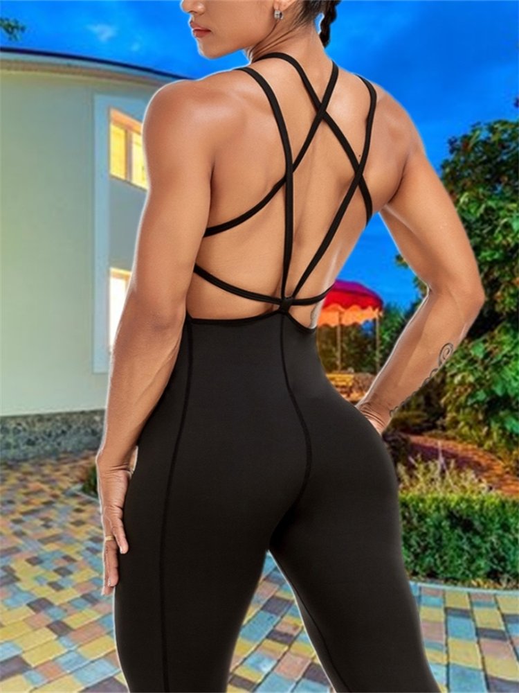 Women Sports Jumpsuit Camouflage Sleeveless/Sexy Backless Fitness Tracksuit