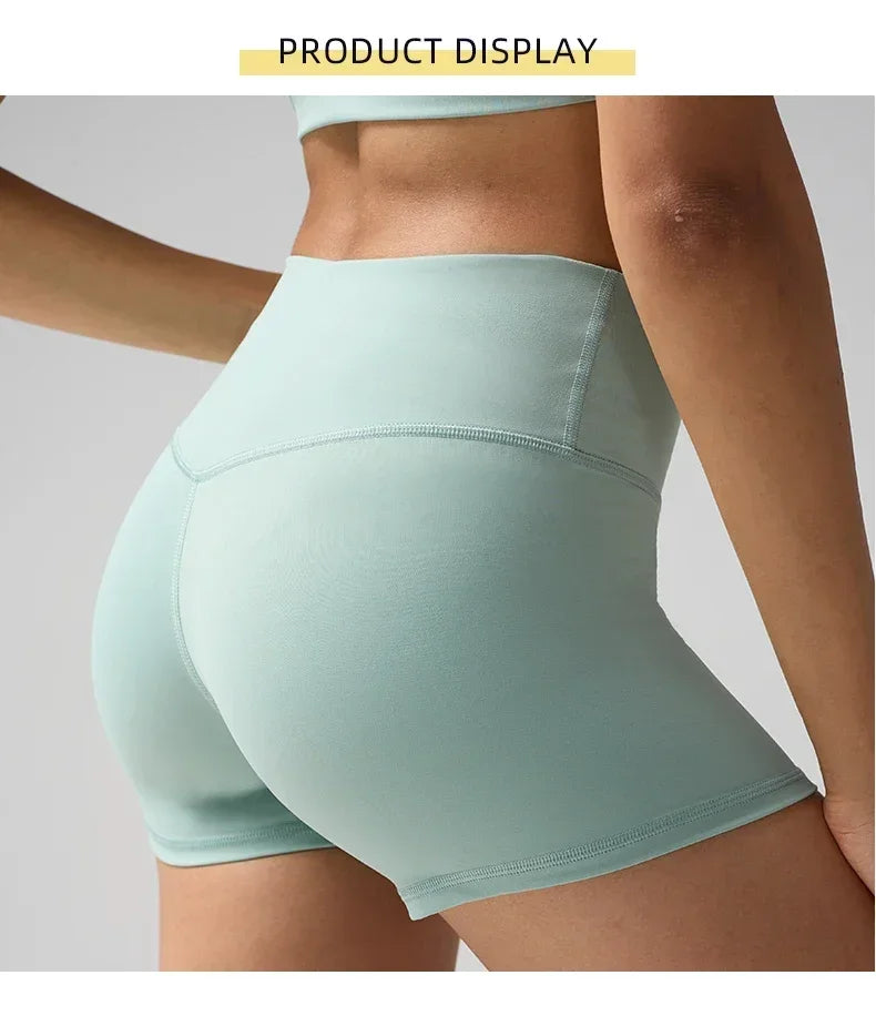 Women's Sports Yoga Shorts with High Waist Hip Lift Fitness/Running Cycling, 3-point Shorts Quick Drying Women's Yoga Short