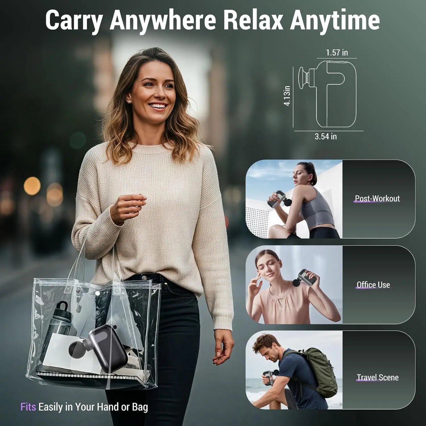 Mini Massage Gun with 10 Heads, Deep Tissue/Muscle Relief Portable for Home Office Athletes