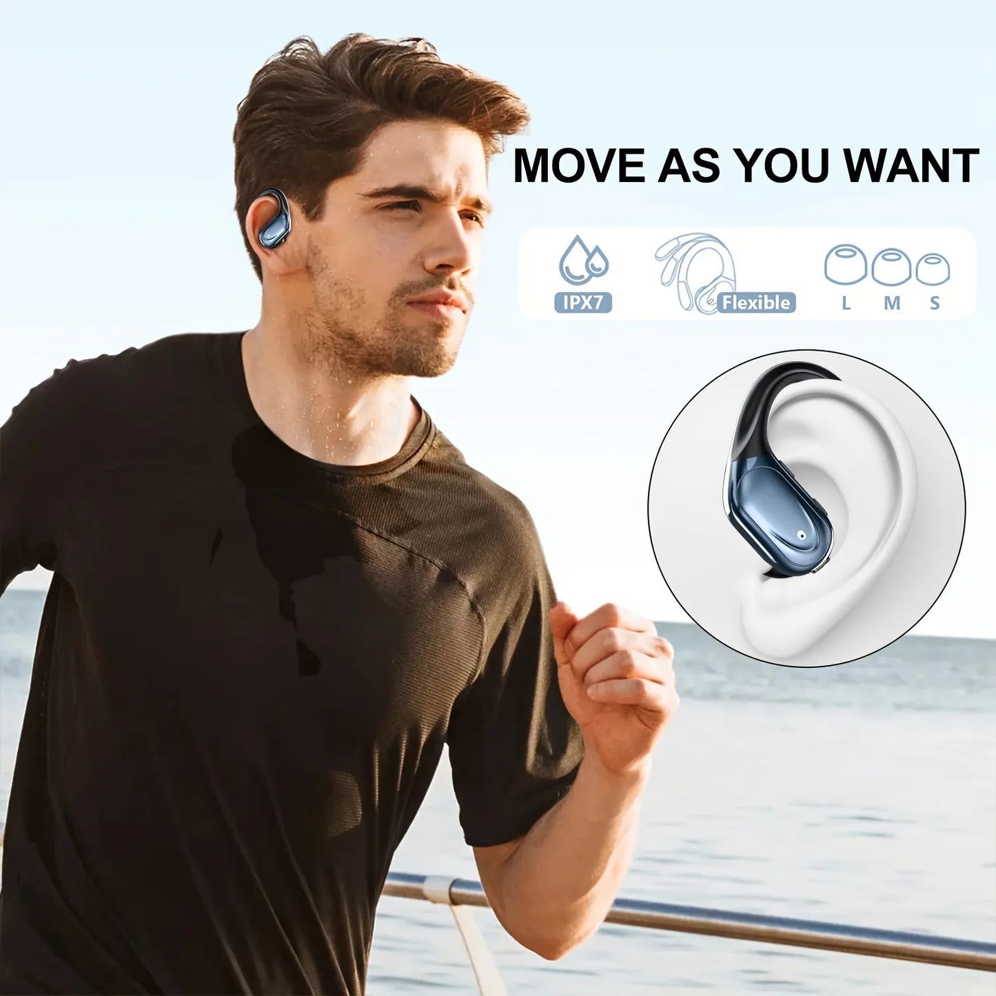 Wireless Earbuds Waterproof Sports Headphones/HiFi Stereo Earphones With Mic ENC Noise Cancelling Headsets