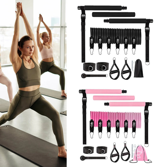 11pcs Portable Pilates Bar Exercise Kit Home Gym Pilates/Resistance Bar Kit for Home Workouts for All Fitness Levels