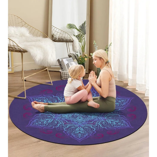Round Meditation Pilates Yoga Mat Luxury Suede Large Yoga Mat/Natural Rubber Non-Slip Base Suitable for Meditation
