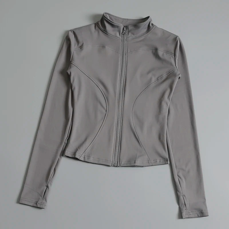 Women Zip Fitness Yoga Shirt Long Sleeve Sports Jacket Gym Top/Activewear Running Coats Workout Clothes Woman