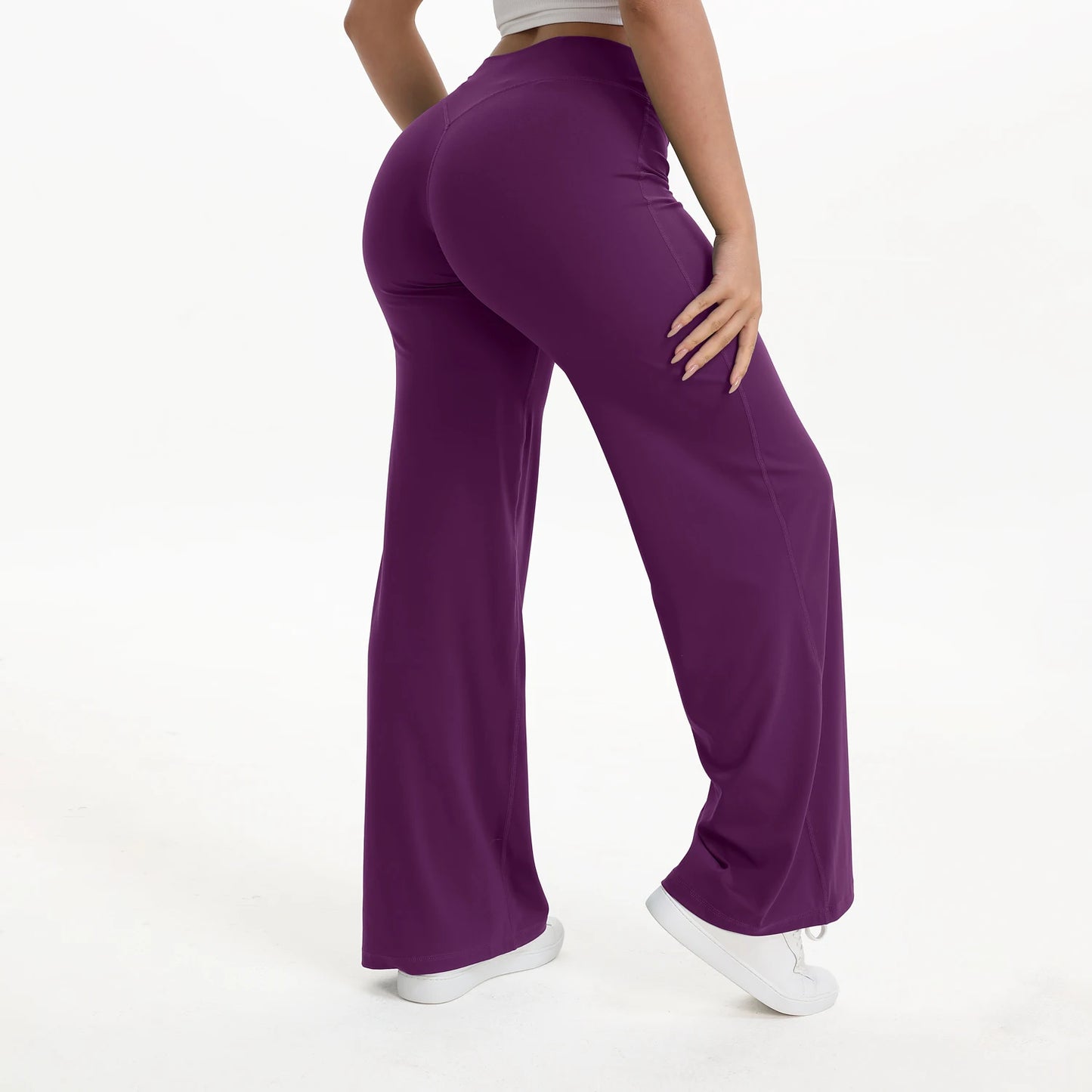 NCLAGEN Soft Motion Straight Leg Bottoms Women's Mid-Waist Yoga Pants/GYM Leggings Naked Feel Pilates Running Sports Trousers