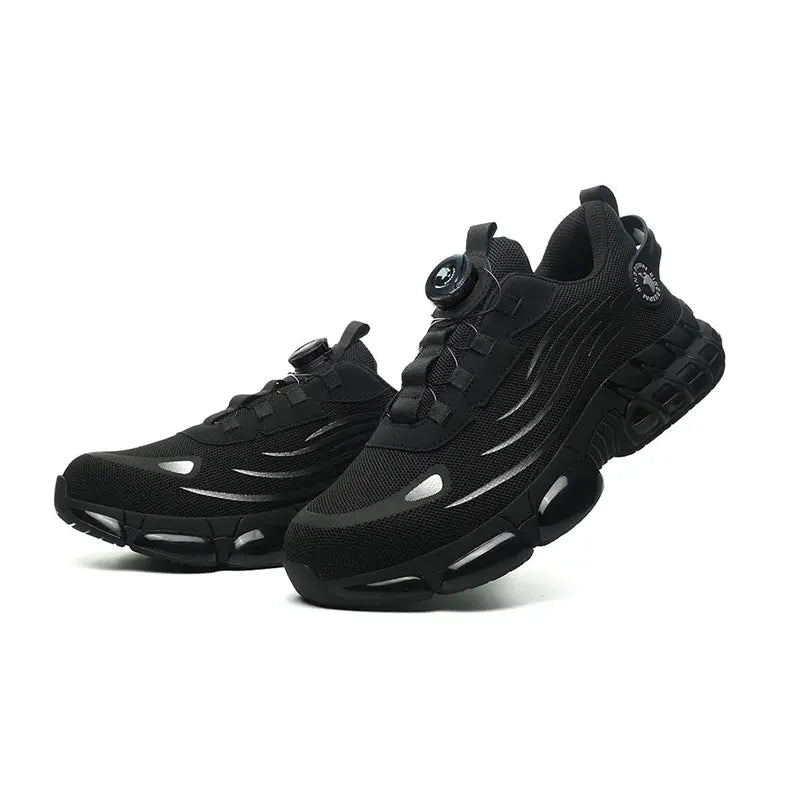 Men's Steel Toe Safety Shoes with Rotating Button Wear-Resistant/Puncture Proof Work Sneakers for Protection