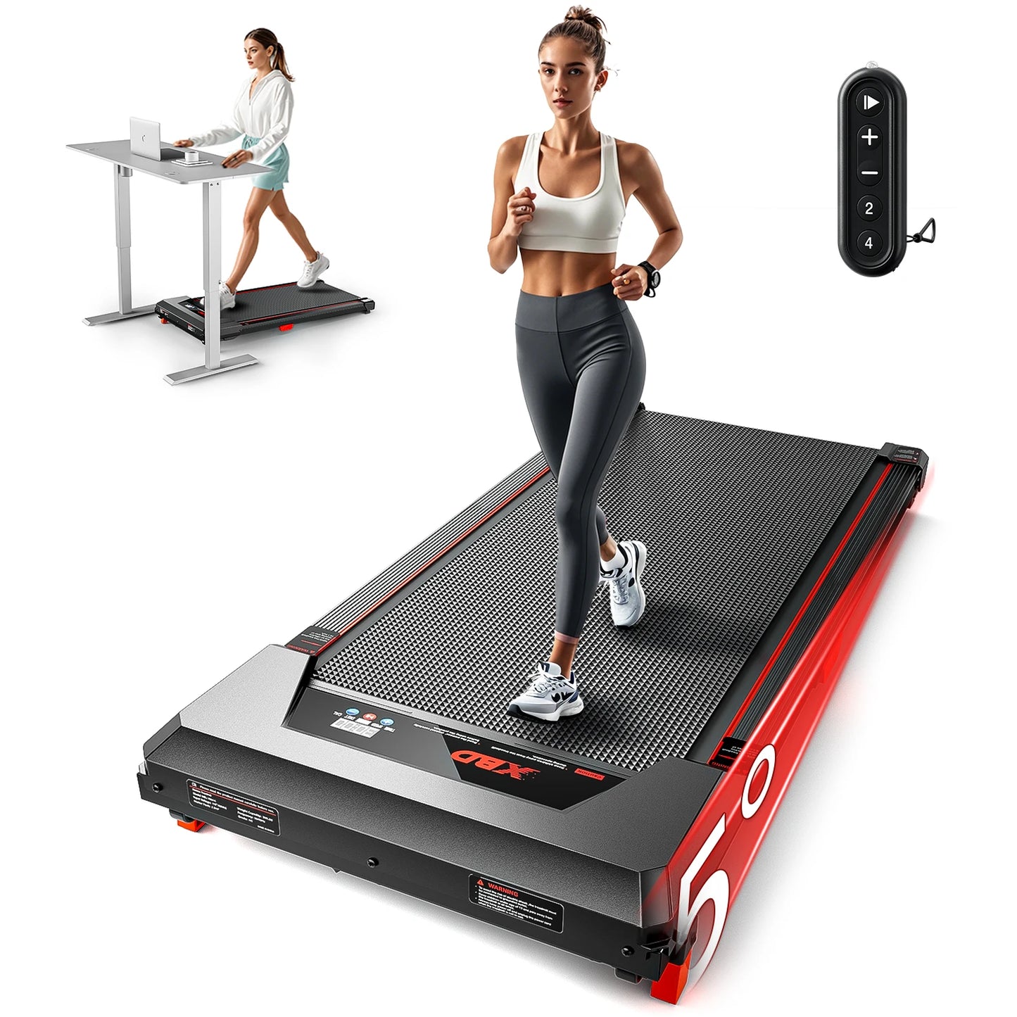 XBD Portable Incline Walking Pad 330lb Capacity, 2.5HP Under Desk/Treadmill with LED Display & Remote Control