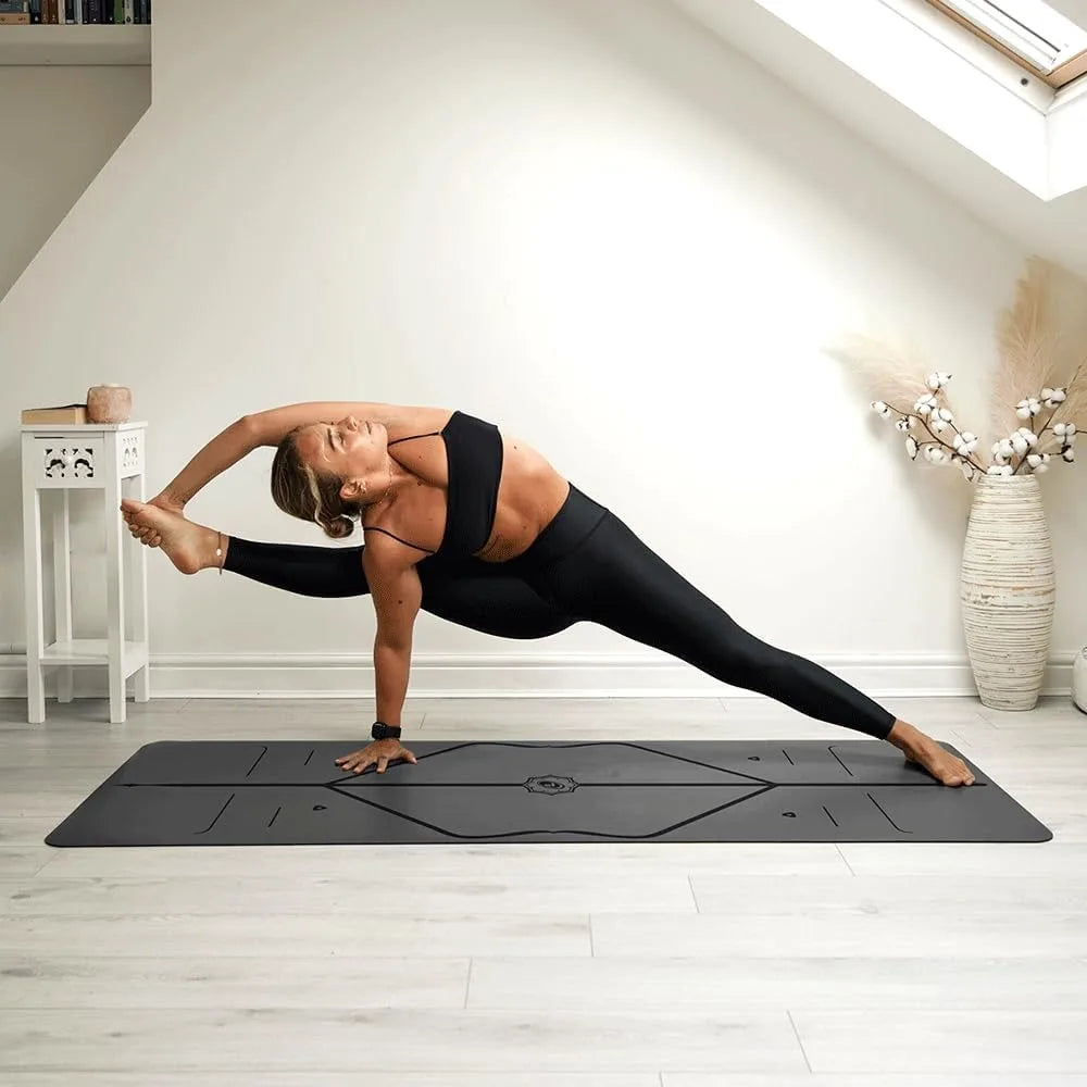 Extra Long Wide Yoga Mat with Alignment Guides/Ultra Grip Eco Friendly Sweat Proof 4mm Thick