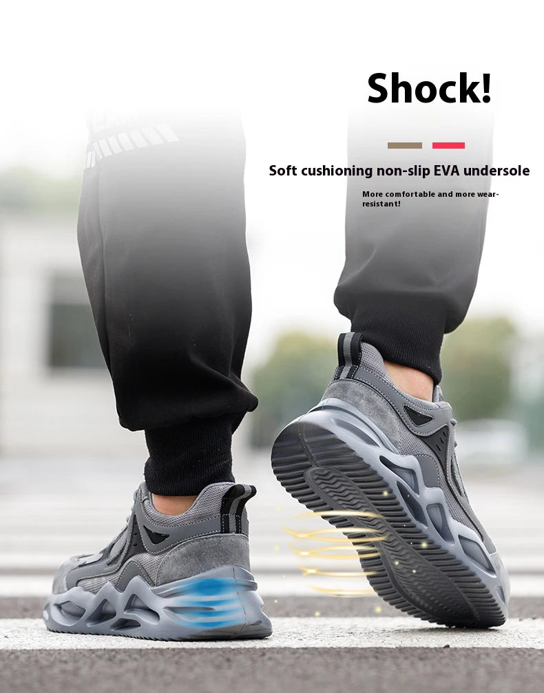 Men's Comfortable Soft-Soled Smash/and Puncture Resistant Work Shoes