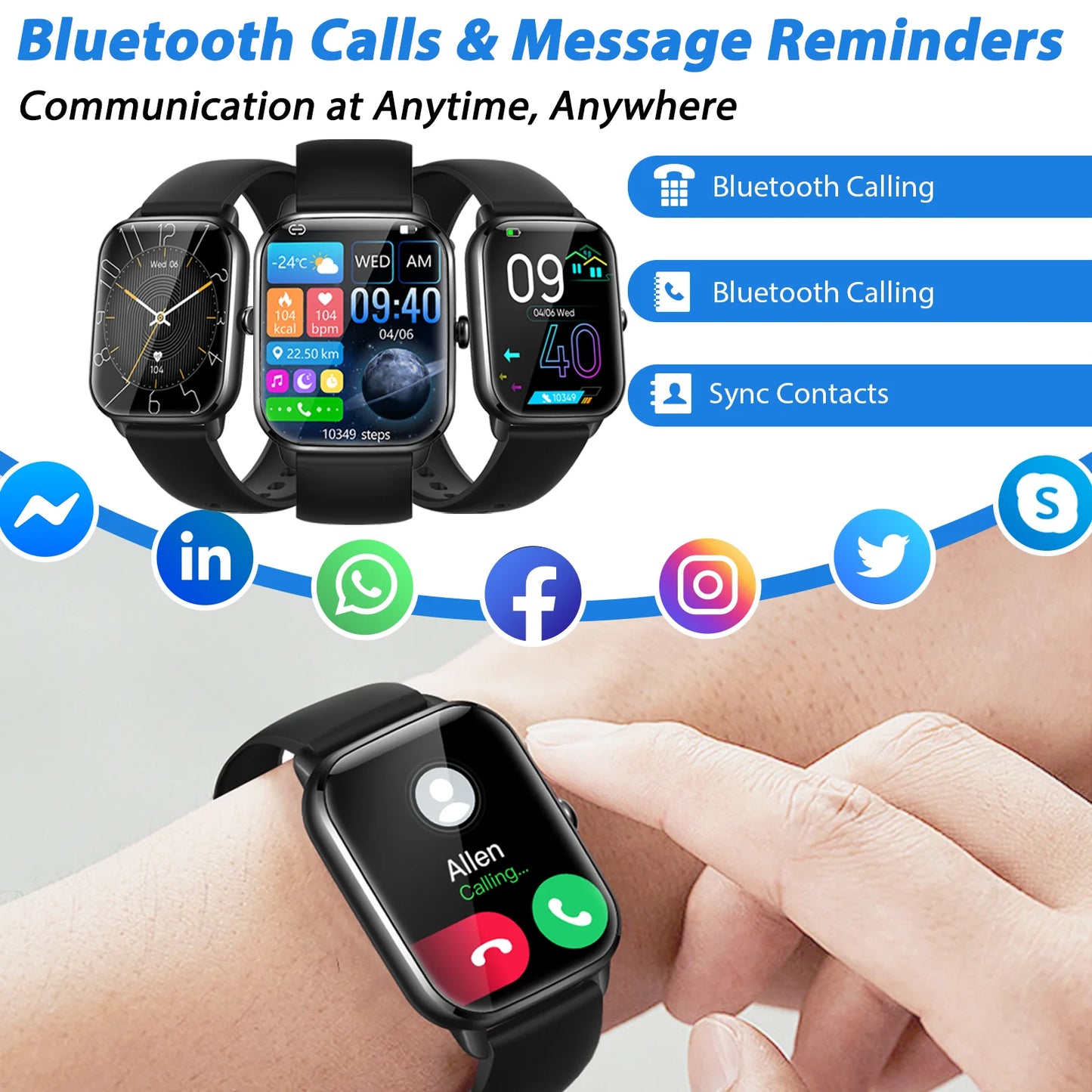 Smart Watch Men 1.9'' Touch Bluetooth Call Heart Rate/Sleep Monitor Blood Oxygen Sport Men Watches For Android iOS