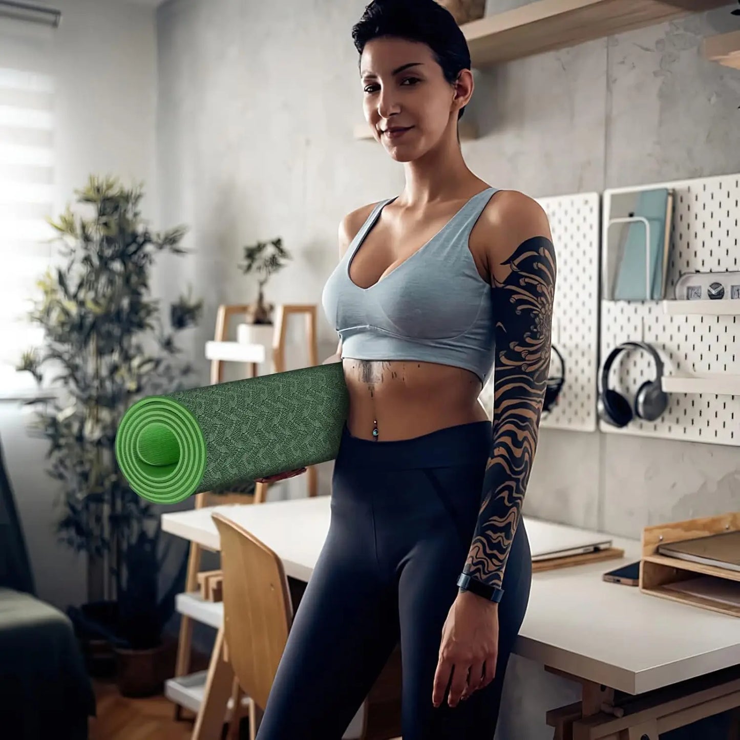 Yoga Mat 1/3 inch QMKGEC Exercise Mats 8mm TPE Non-Slip/Extra Thick High-Density Eco Friendly for Yoga Workout Pilates