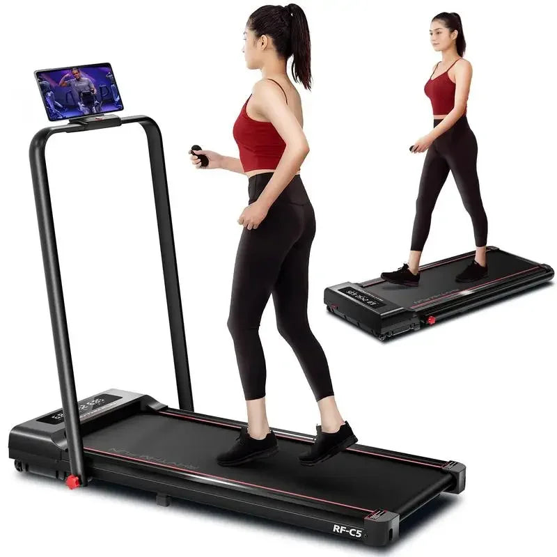 RHYTHM FUN 8° Incline Foldable Treadmill Under Desk Walking Pad/for Office Home Gym 300 Lbs Portable Exercise Equipment