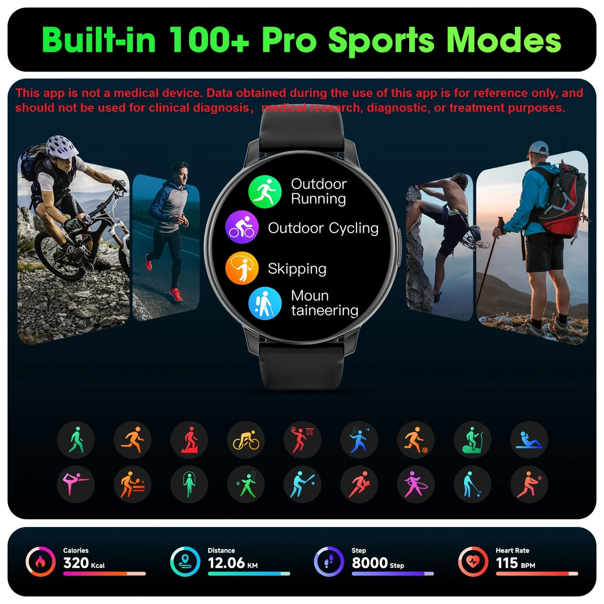 New Smartwatch Men's Watch Women's Watch 1.38-inch Screen/HD Display 250mAh Battery, 60 Days Long Standby Time