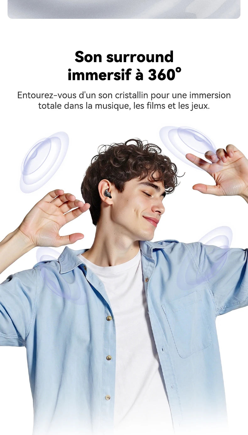 HTC NE76 OWS wireless earbuds with intelligent AI translation/50-hour battery life, low latency for music, the desk, sleep, and sport