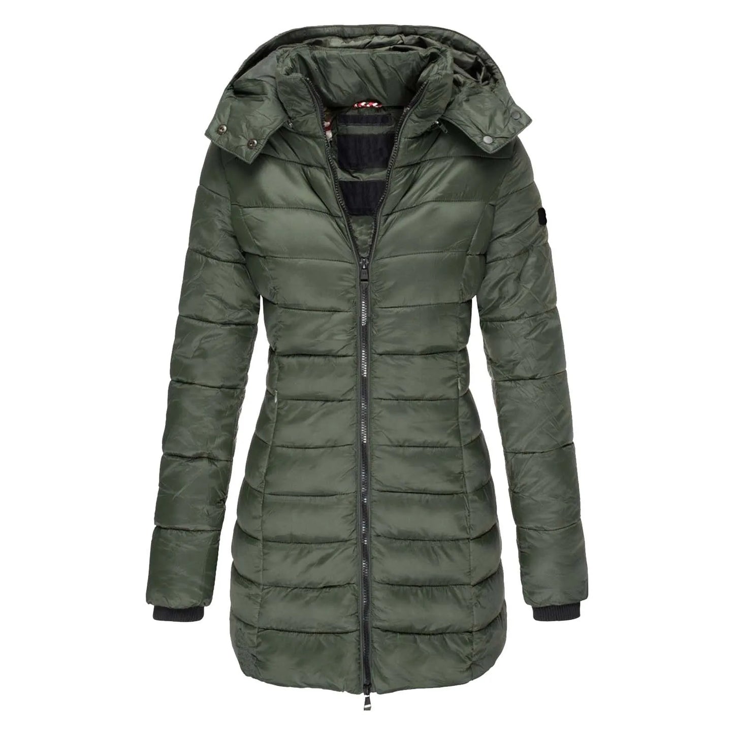 Winter Thicken Warm Women Parkas Zippers Solid Overcoat/Casual Long Sleeve Padded Jacket Female Mid-Length Slim Coat