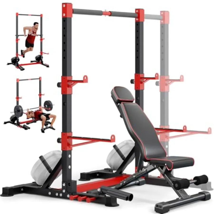 Smith Machine Squat Rack Combo Multi-Functional Power Racks/with Adjustable Width Pull-Up Bar Cable Crossover Power Cage