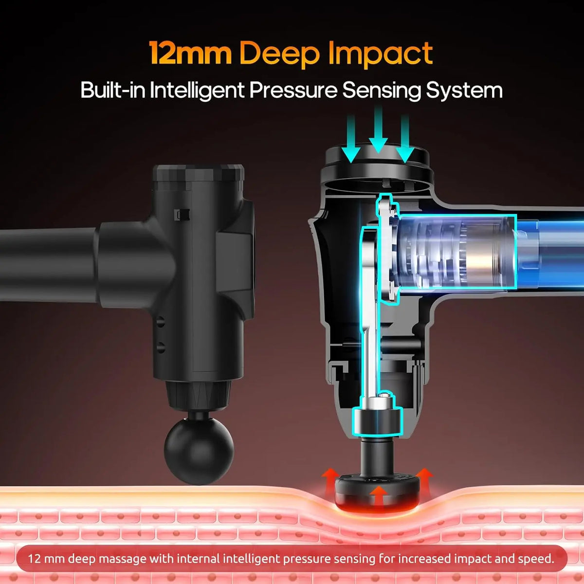 LINGTENG Deep Tissue Massage Gun, Portable Electric Muscle Massager 20‑Speed Levels/7 Massage Heads 1800mAh Rechargeable Battery