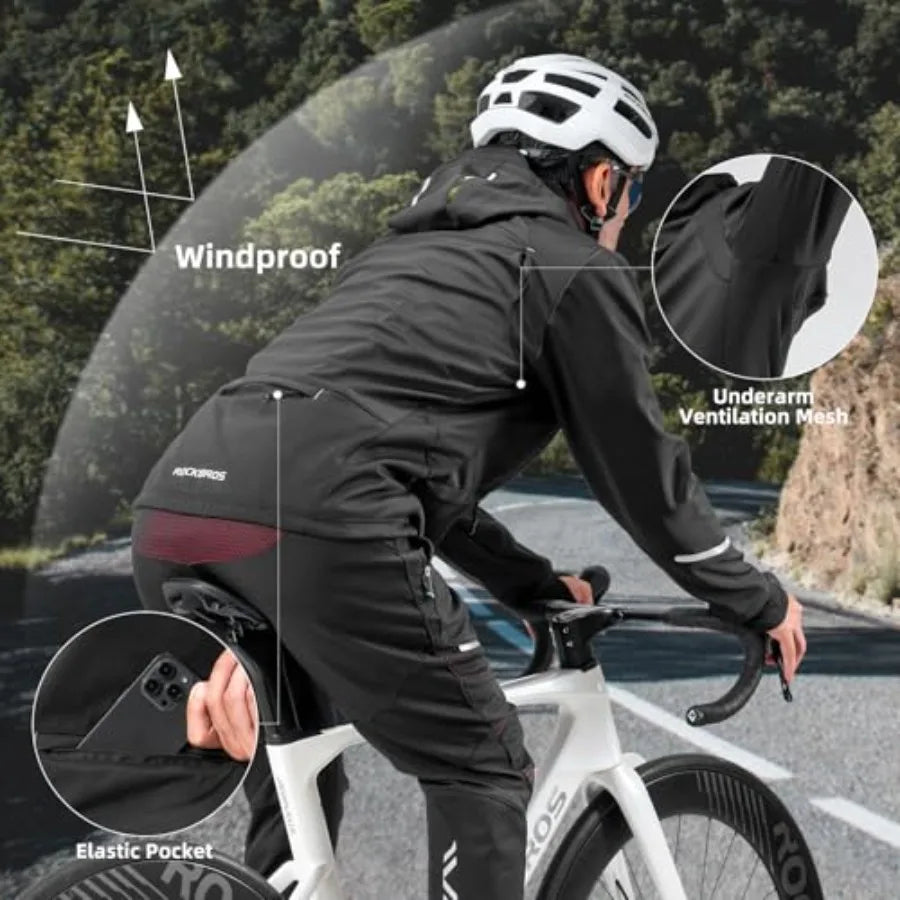 ROCKBROS Cycling Jackets for Men Winter Bike Jackets/Thermal Windproof Jacket for Men Cold Weather Cycling Running Hiking