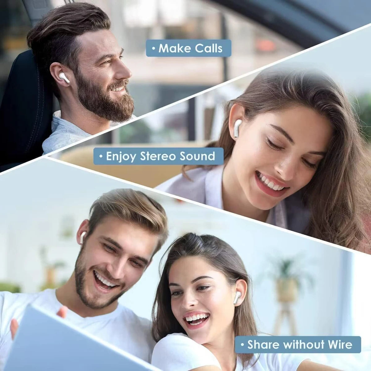 Bluetooth 5.3 Wireless Earphones 3D Stereo TWS In Ear Earbuds/HiFi Music for Air Pods Pro Portable Wireless Audio Headphones