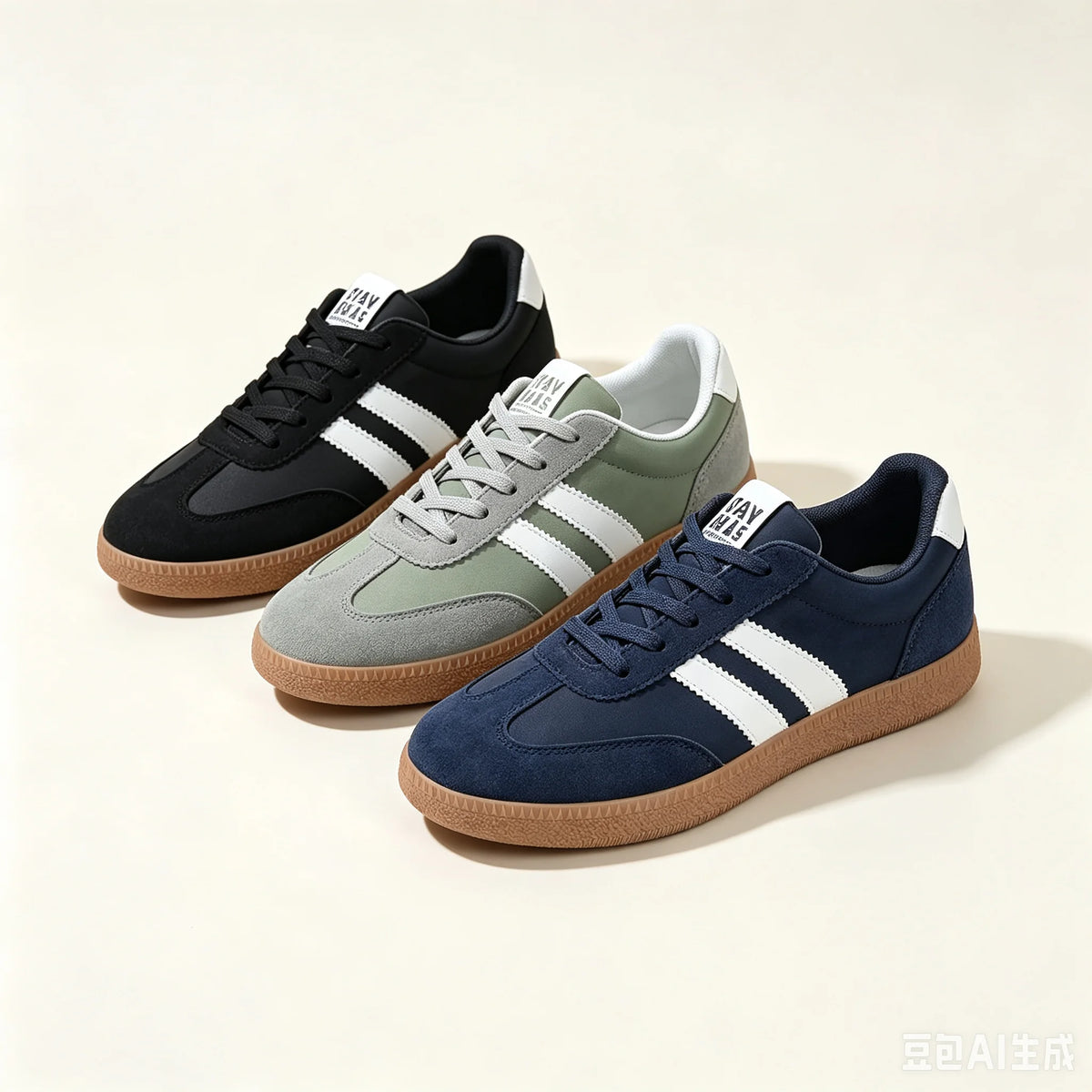 Women's Retro Lace Up Sneakers Patchwork Fabric Upper 3 Stripe Decor/Gum Rubber Sole Lightweight Casual Walking Shoes Fashion Low Top