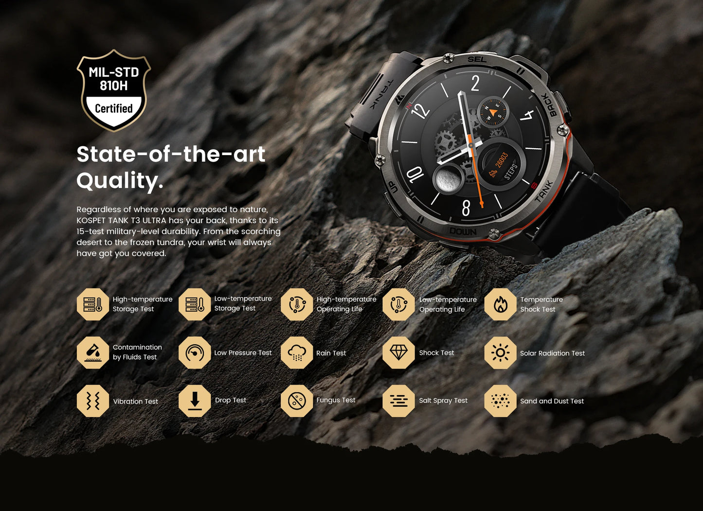 Original KOSPET TANK T3 Ultra GPS Smart Watch for Men Rugged Smartwatch/470mAh Fitness AMOLED Bluetooth Electronic Watches