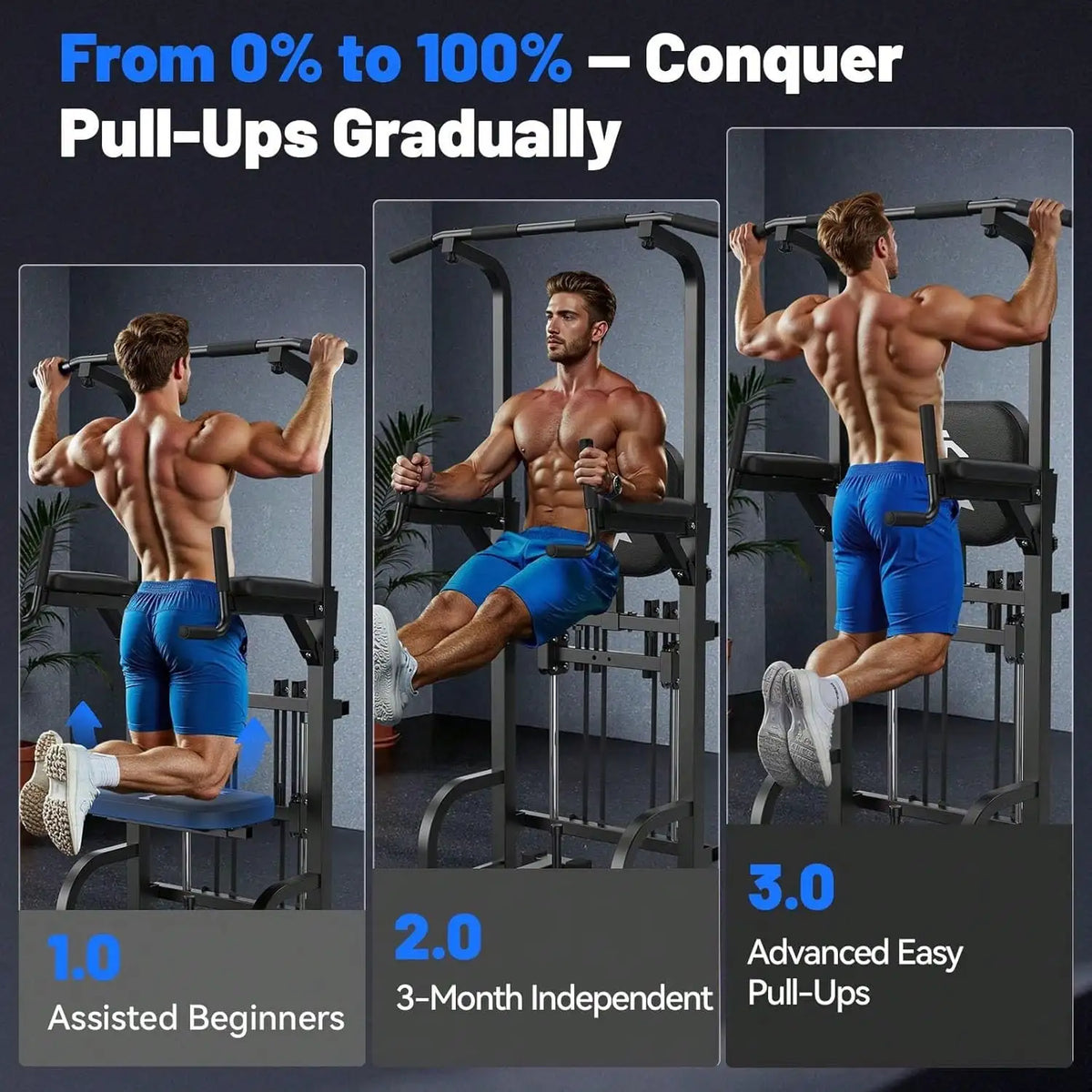FLYBIRD Power Tower Pull Up Bar Station 450LBS Stable/Pull Up Dip Station For Home Gym Strength Training Equipment