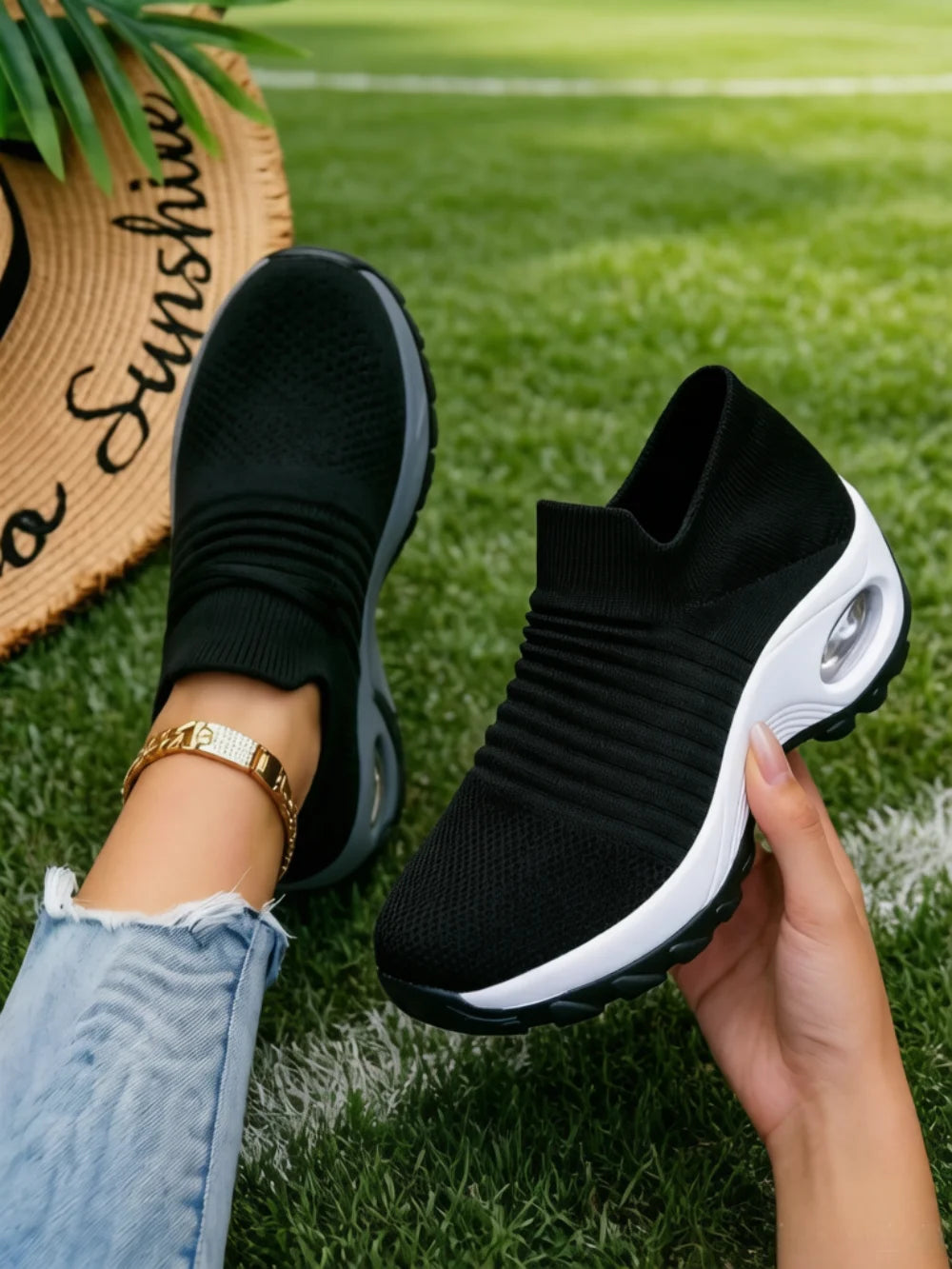 Women Breathable Mesh Rocker Bottom Sneakers Non Slip Shock Absorbing/Wedge Orthopedic Shoes Comfort Casual Footwear Daily Walking