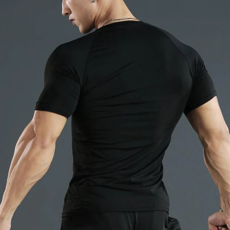 Men Short Sleeve t-Shirt Quick Dry Compression Shirts Fitness/Gym t-Shirts Sport Bodybuilding Shirt Running Football Tee Shirts