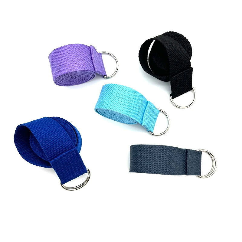 1.8mx3.8cm Yoga Strap Durable Cotton Exercise Straps/Adjustable D-Ring Buckle Gives Flexibility for Yoga Stretching