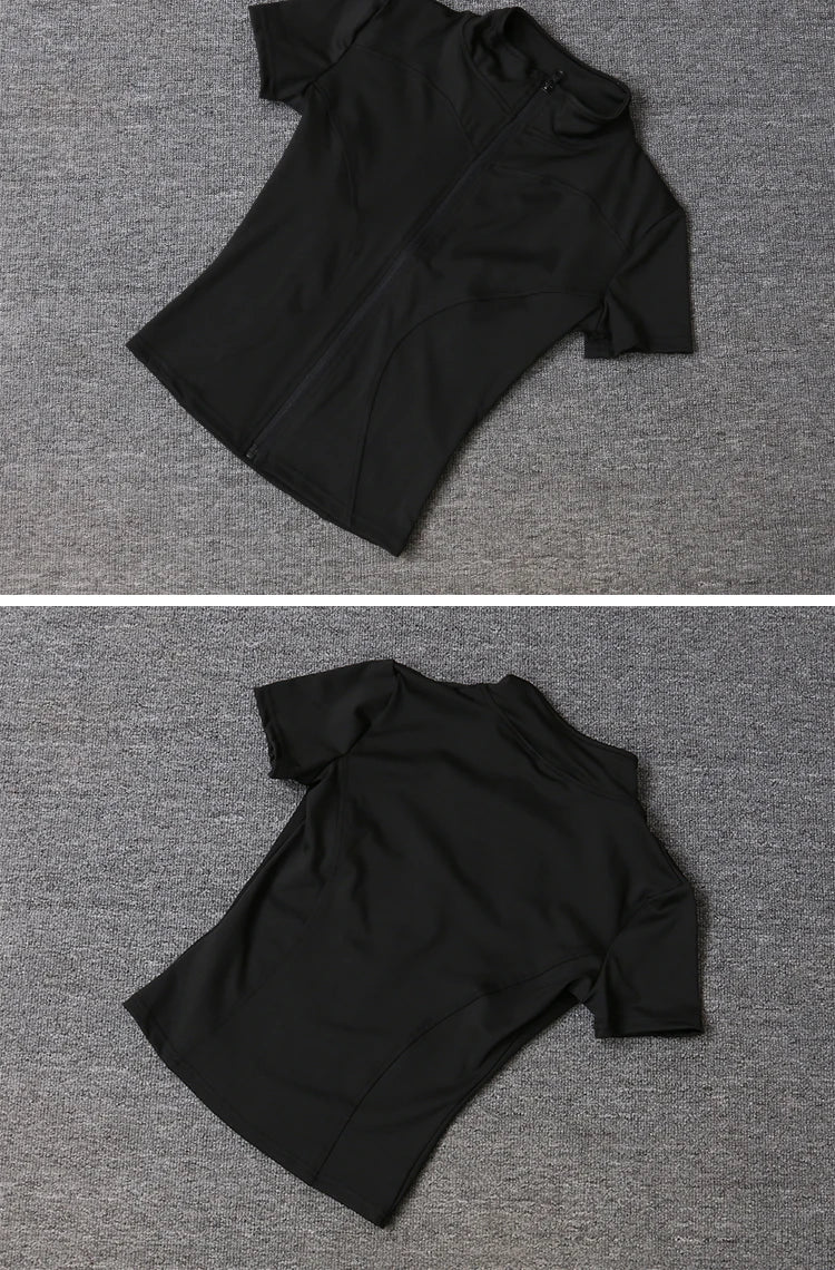 Women sport wear Slim Fit Polyester Quick-drying Full Zip/Outdoor Fitness Running Tights Short Sleeves Women's Yoga Wear