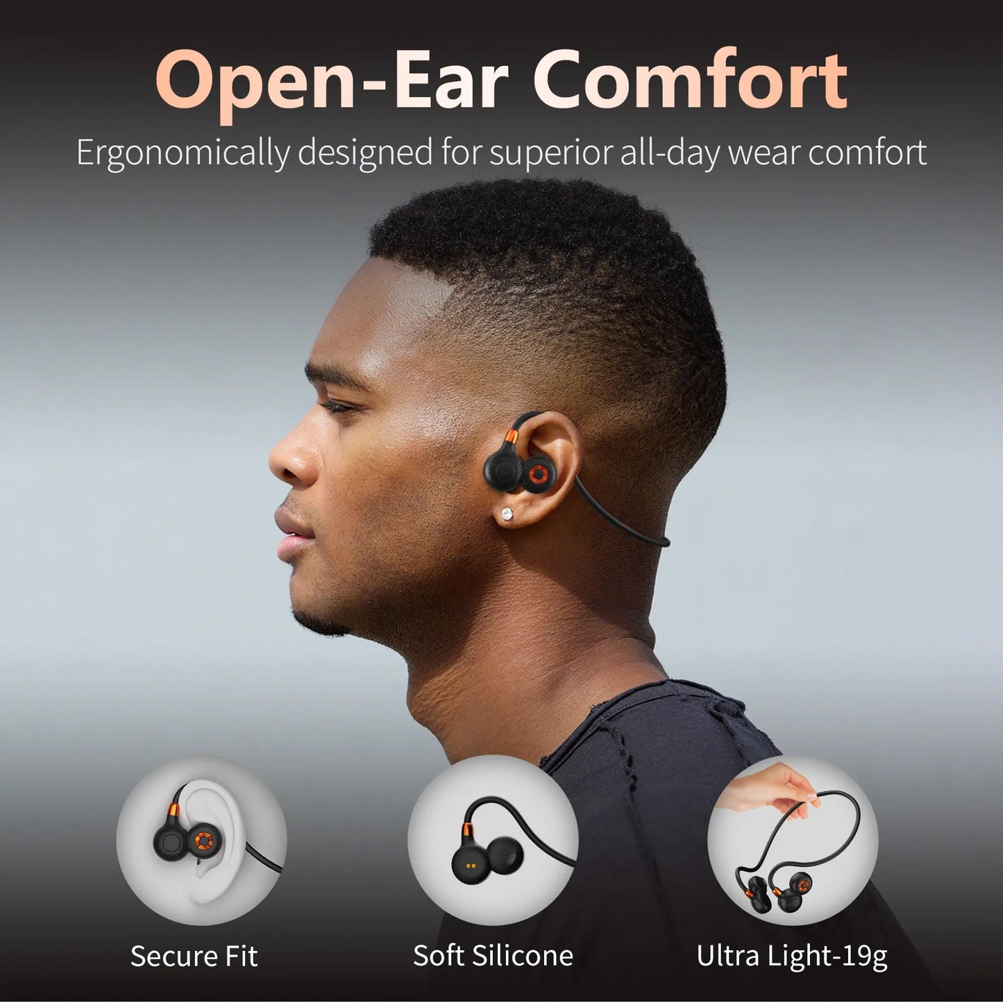 Ortizan Open Ear Wireless Headphones Sports/Bluetooth 5.3 Earphones IP6 Water Resistant Earbuds with HD Call Mic