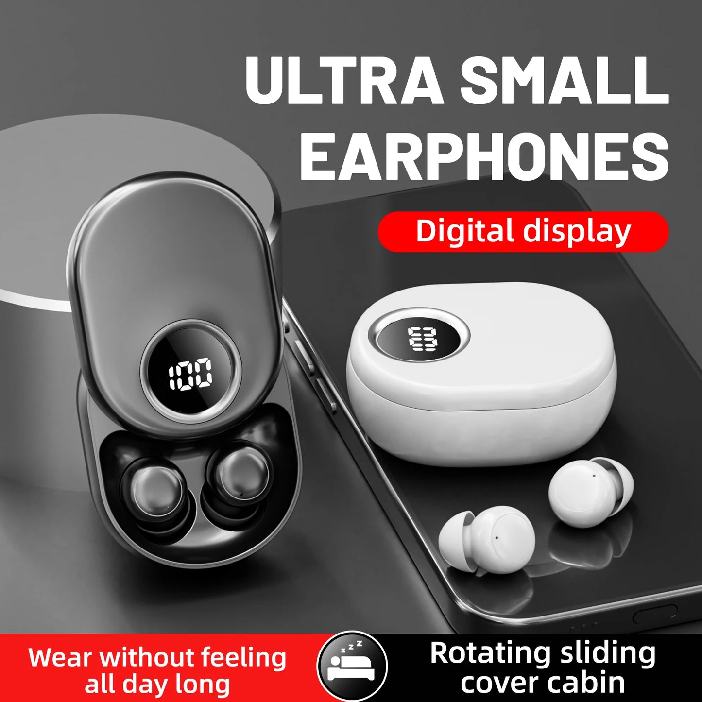 SK55 Bluetooth Wireless Earbuds Sleep Earphones/Bluetooth 6.0, Noise-Canceling Earphones Improves Sleep Quality