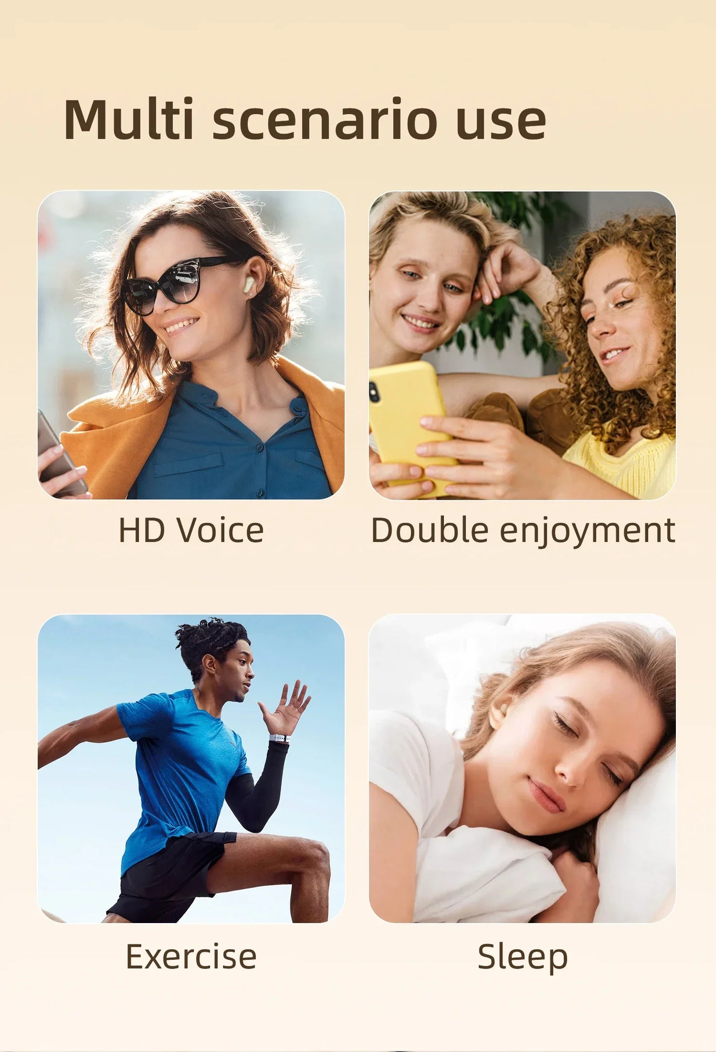 New Dual Wireless Bluetooth Earphones, HiFi Sound Low Latency/Noise Reduction Earbuds for iPhone Android