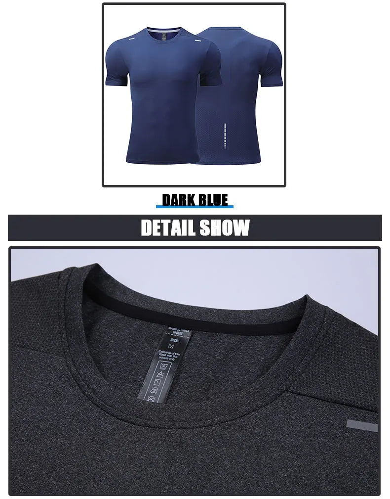 Men's Summer Loose Breathable Short Sleeve Outdoor Cycling/Quick Dry Top Running Tracksuits Fitness T-shirts Muscle Tights